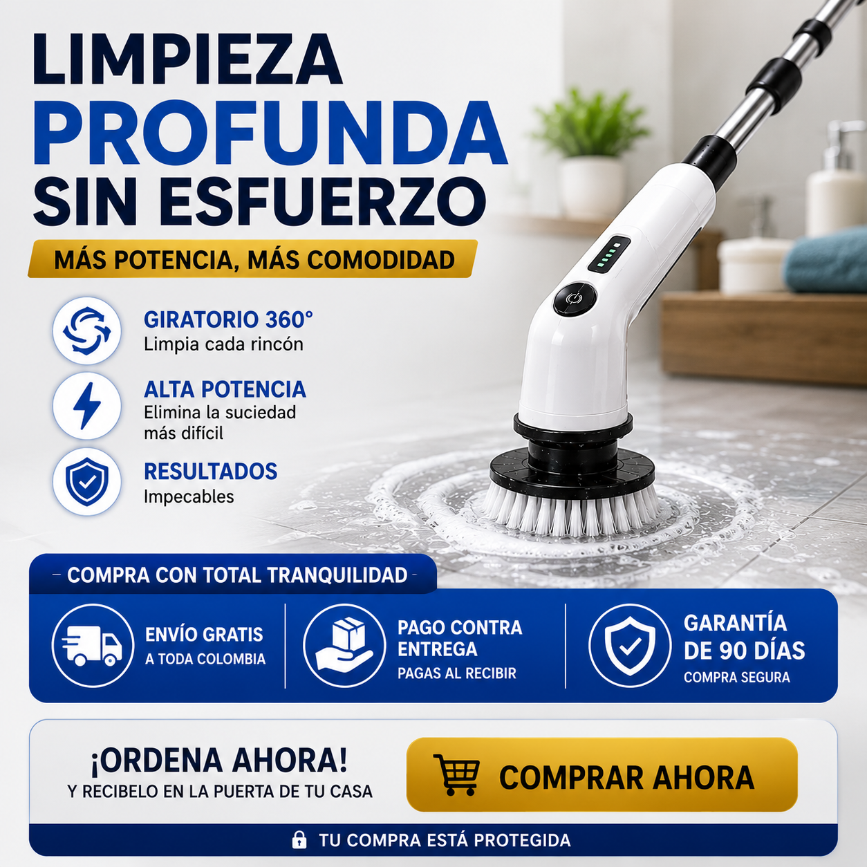 CEPILLO DE LIMPIEZA ELÉCTRICO GIRATORIO E INALÁMBRICO 9 EN 1